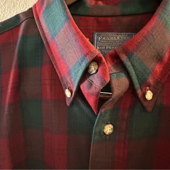 Vintage Authentic Lindsay Tartan Pendleton Checkered Plaid Button Down Wool XL - Picture 2 of 8